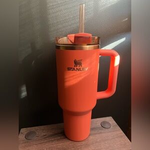 Stanley Orange/gold trimmed Tumbler with Straw